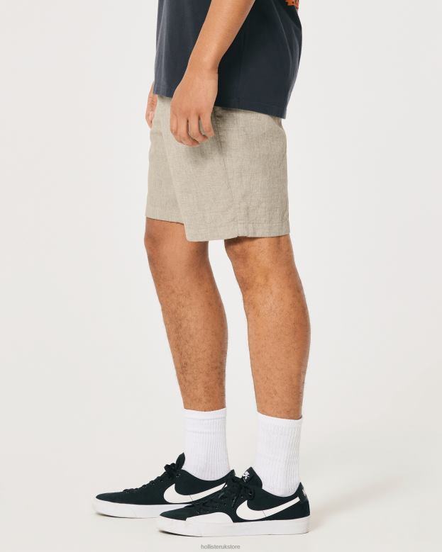 Bottoms Hollister Men Flat-Front Linen Blend Shorts 9\\ 488201268 Light Brown